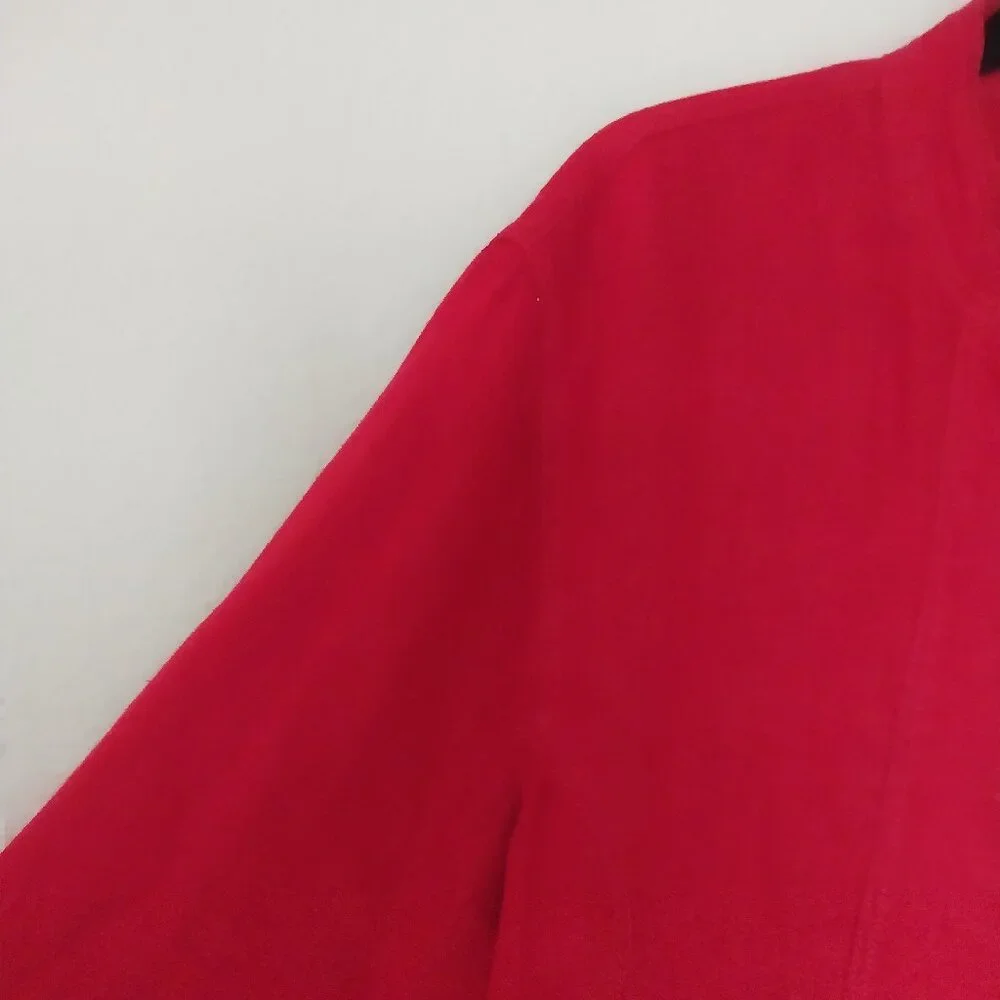 Chico's Red 100% Linen Long Sleeve Button Down Shacket NWOT.